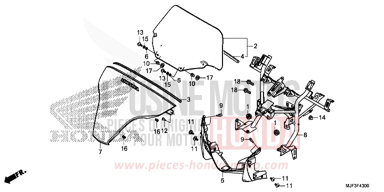 WIND SCREEN von CTX700 ABS DARKNESS BLACK METALLIC (NH463) von 2014